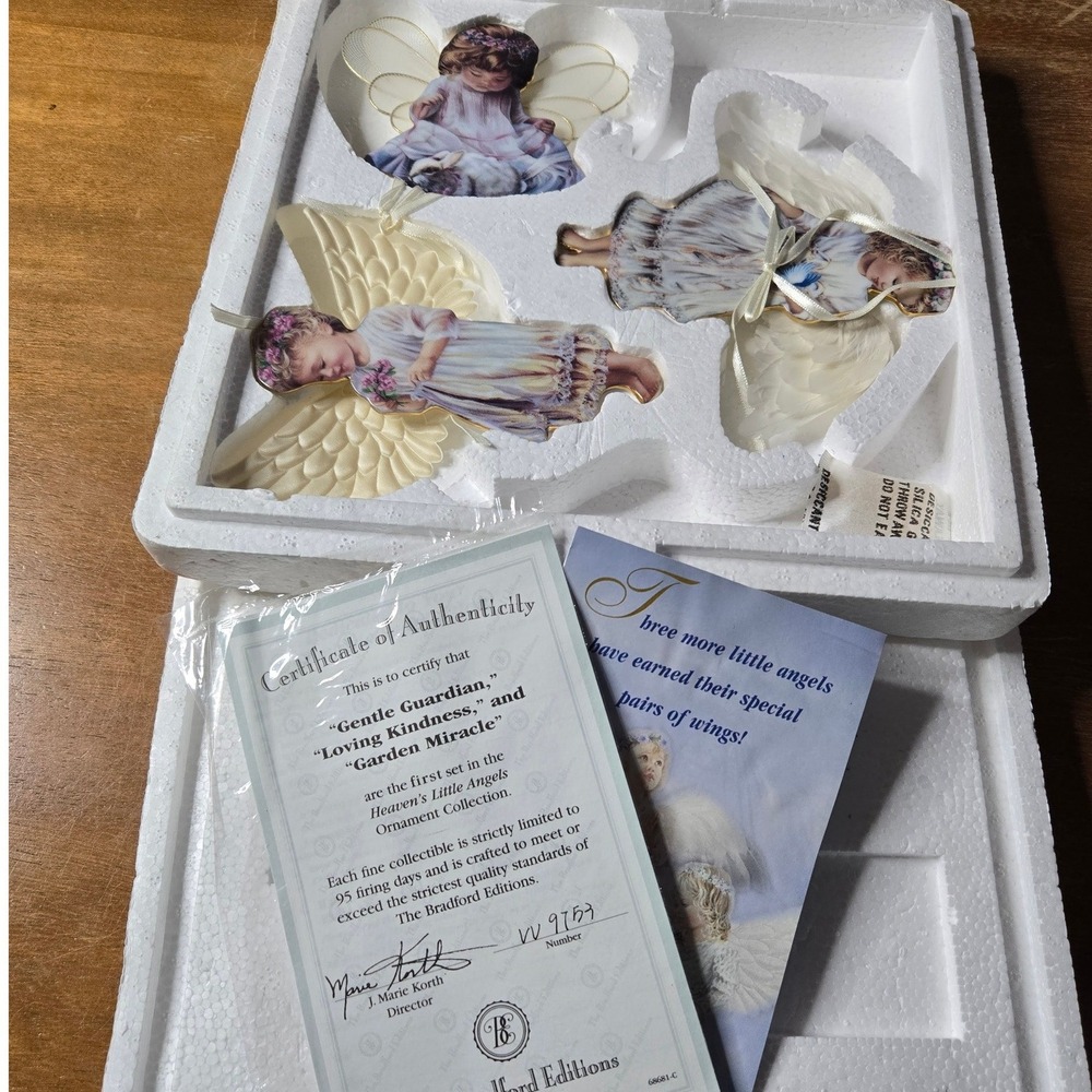 Bradford Editions COA 1998 Heaven's Little Angels Ornament Set 3pc